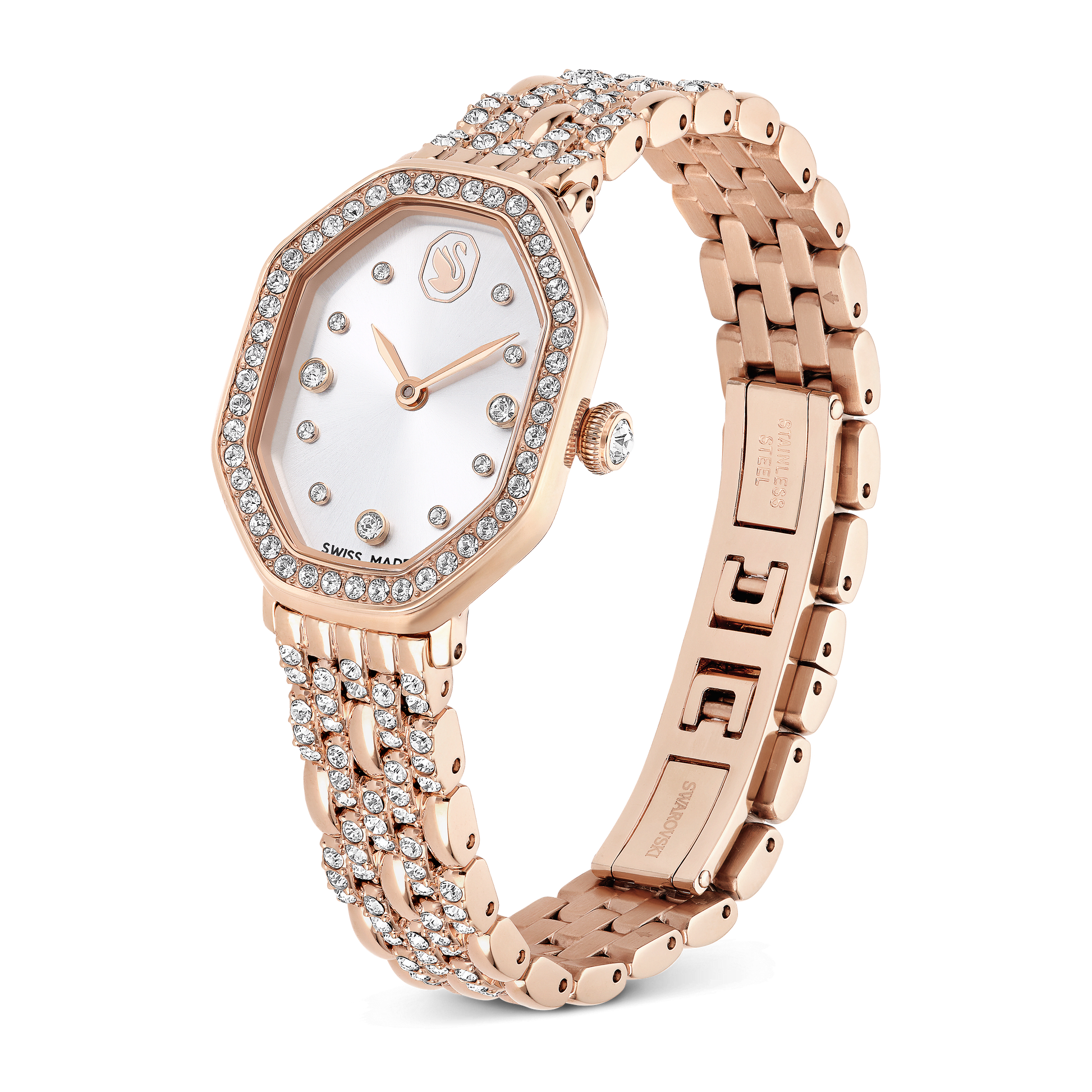Dextera octagon watch, Swiss Made, Metal bracelet, Gold tone, Rose gold-tone finish 5715517