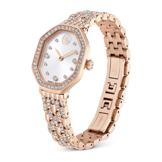 Dextera octagon watch, Swiss Made, Metal bracelet, Gold tone, Rose gold-tone finish 5715517