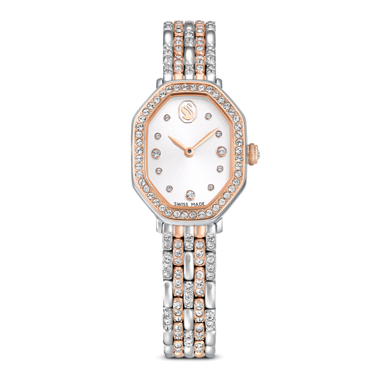 Dextera octagon watch, Swiss Made, Metal bracelet, Silver tone, Rose gold-tone finish 5715521