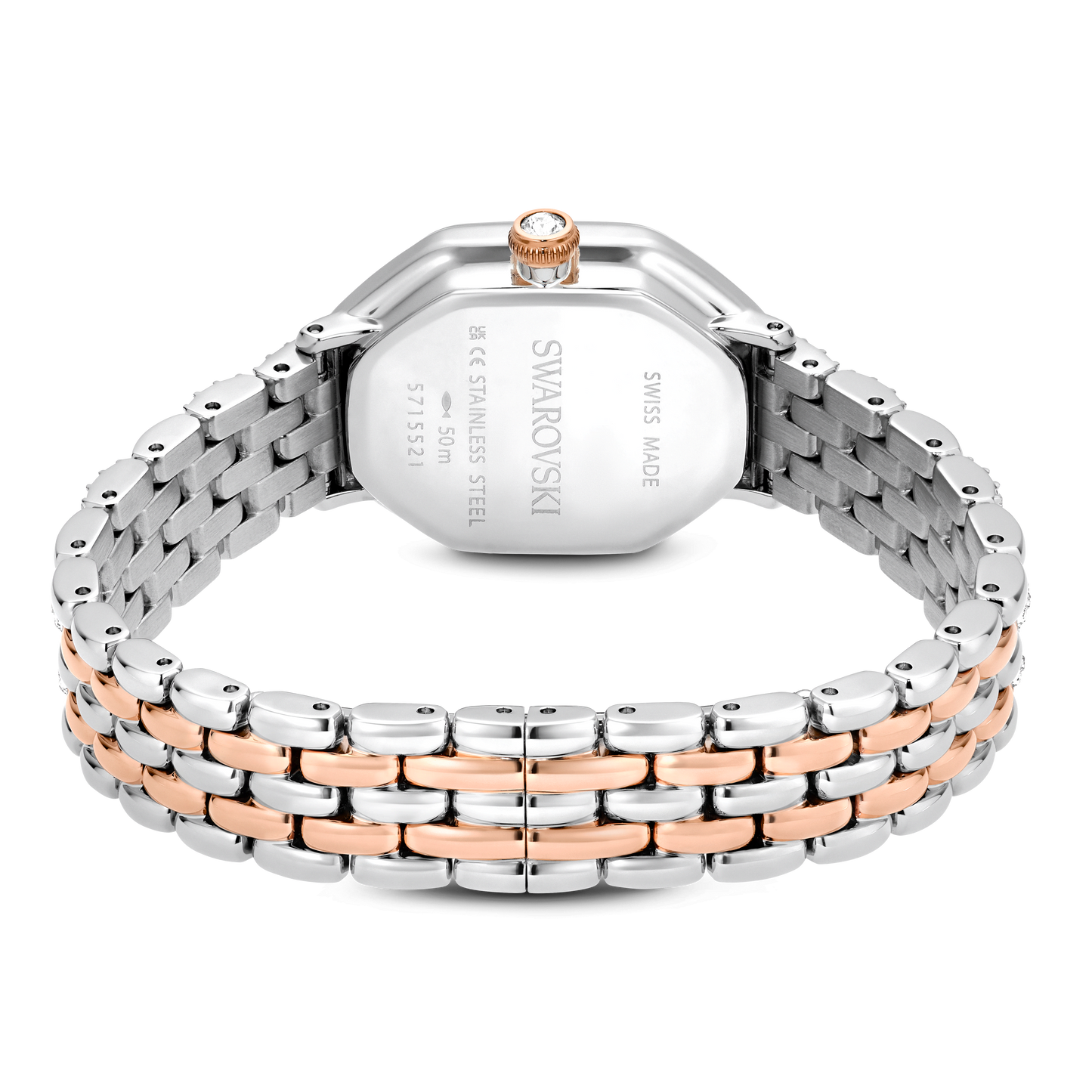 Dextera octagon watch, Swiss Made, Metal bracelet, Silver tone, Rose gold-tone finish 5715521
