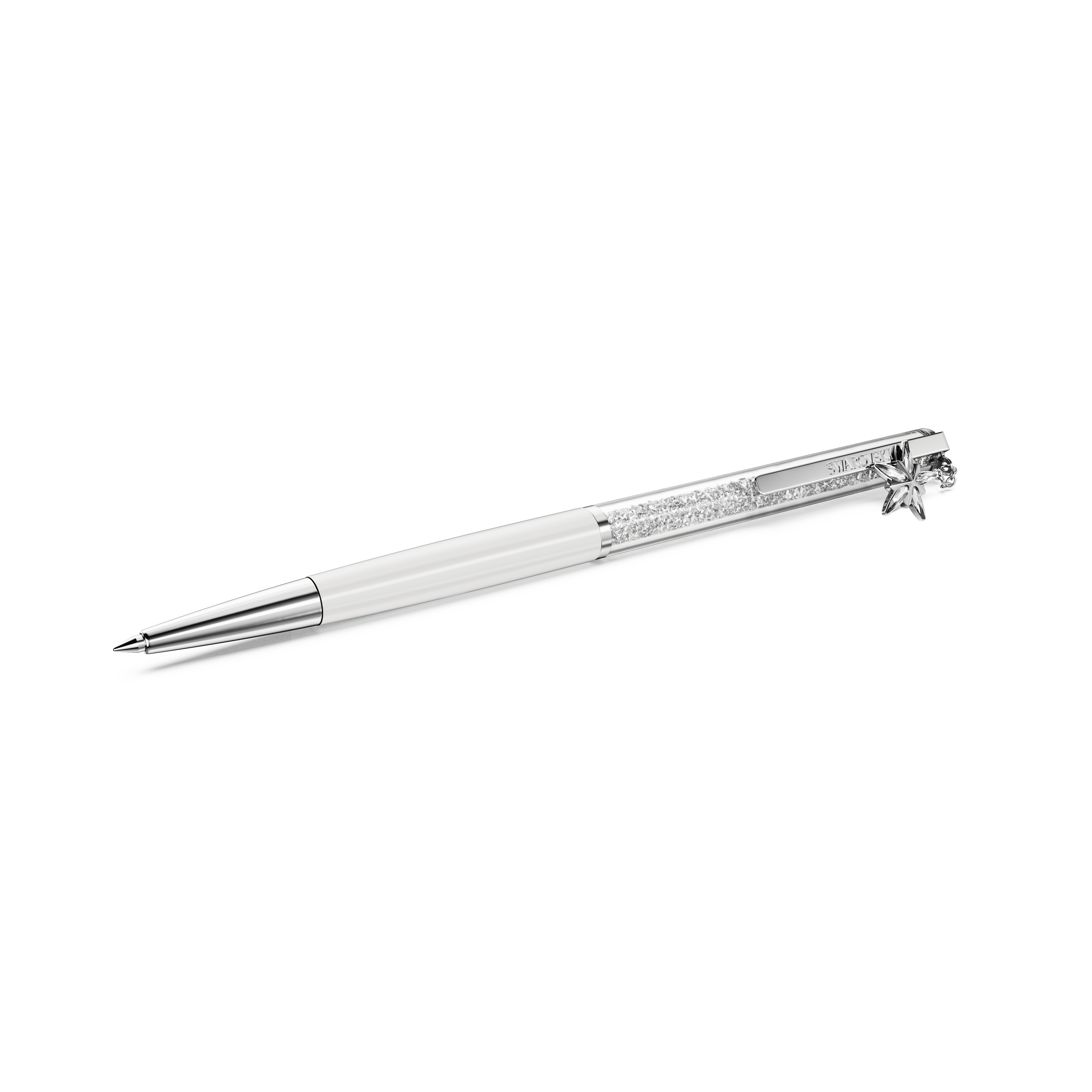 Swarovski Crystalline ballpoint pen, White, White lacquered, Chrome ...