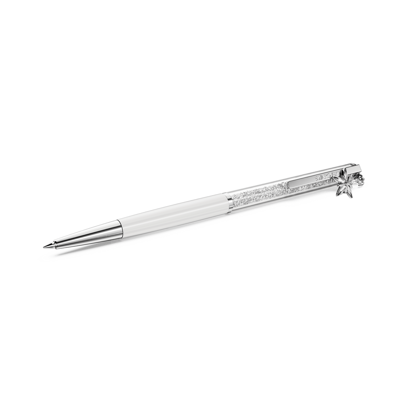 Crystalline ballpoint pen, White, White lacquered, Chrome plated 5717136