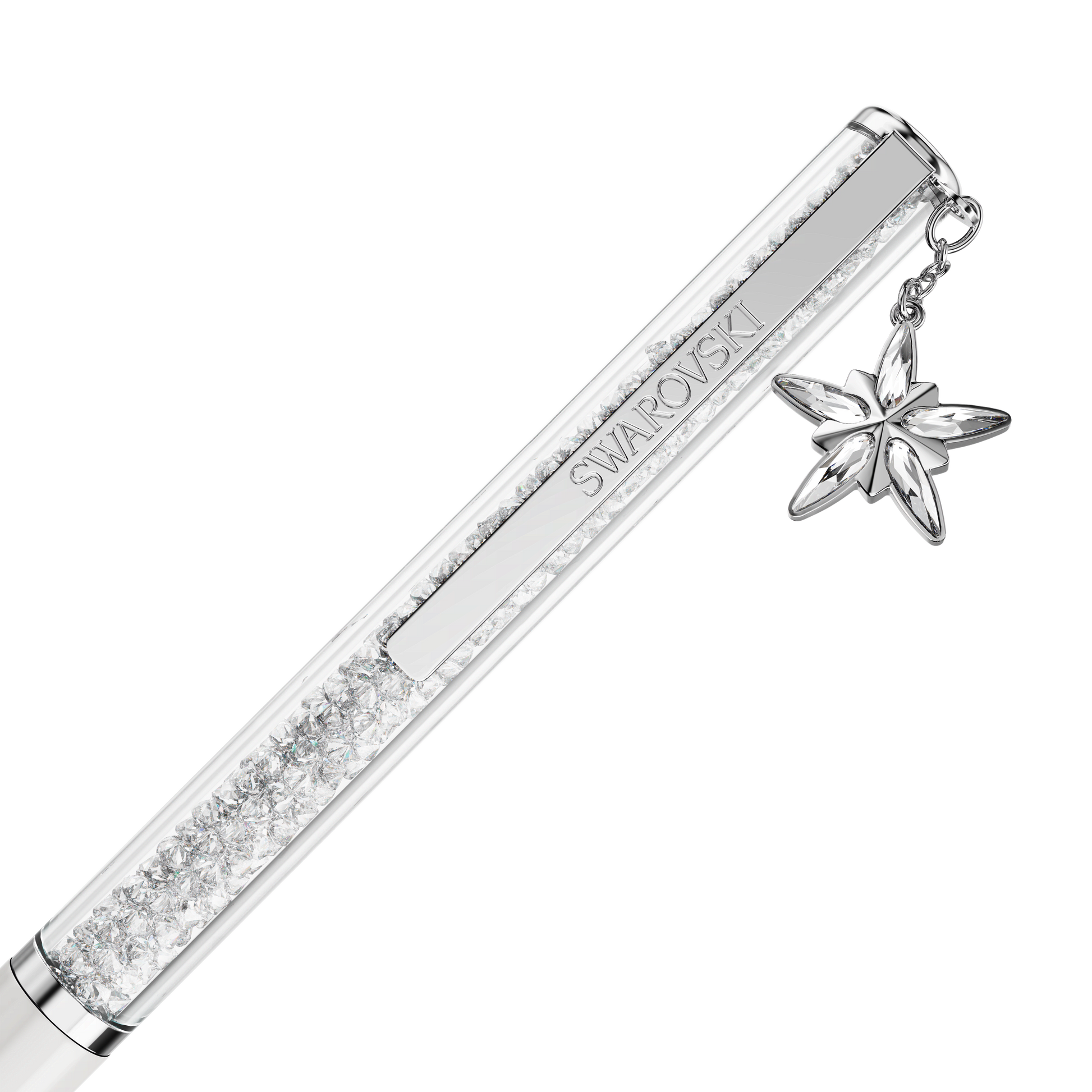Crystalline ballpoint pen, White, White lacquered, Chrome plated 5717136