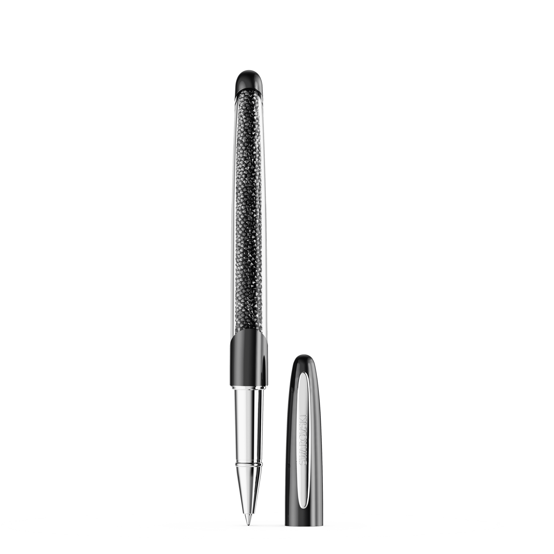 Crystalline rollerball pen, Black, Chrome plated 5717137