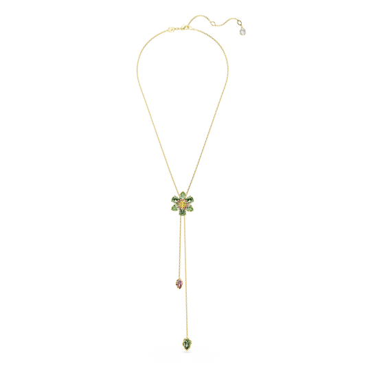 Idyllia Y pendant, Mixed cuts, Flower, Multicolored, Gold-tone plated 5717158