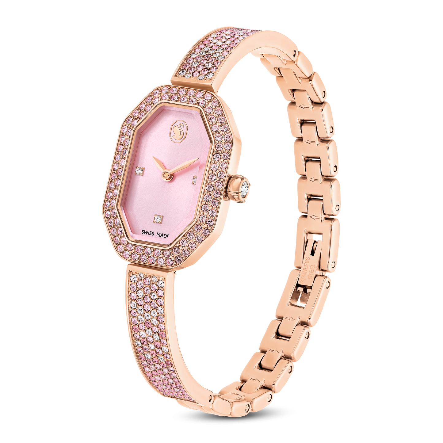 Dextera bangle watch, Swiss Made, Metal bracelet, Pink, Rose gold-tone plated 5717588