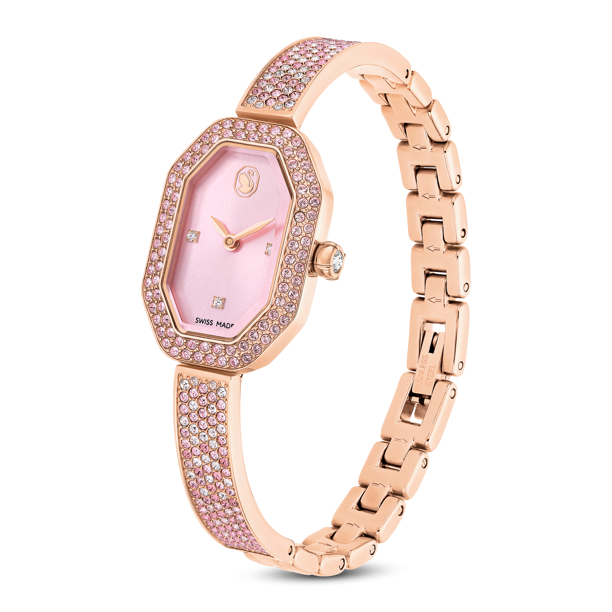 Dextera bangle watch, Swiss Made, Metal bracelet, Pink, Rose gold-tone plated 5717588