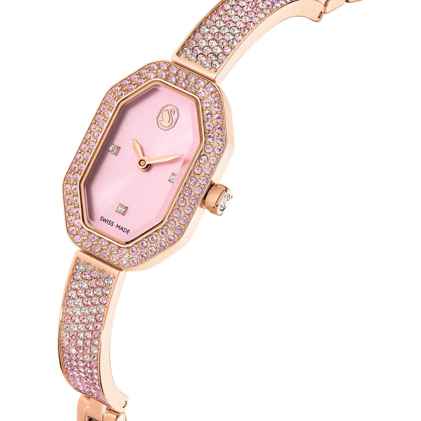 Dextera bangle watch, Swiss Made, Metal bracelet, Pink, Rose gold-tone plated 5717588