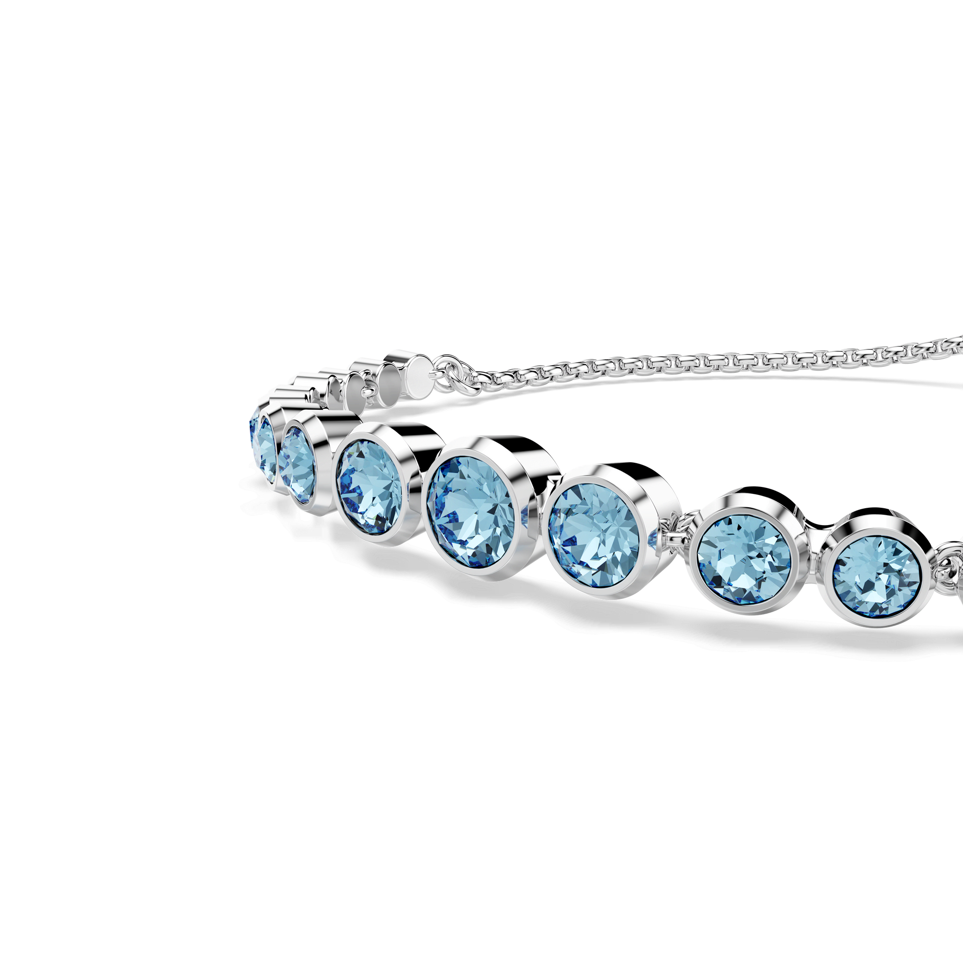 Imber bracelet, Mixed round cuts, Blue, Rhodium plated 5719282