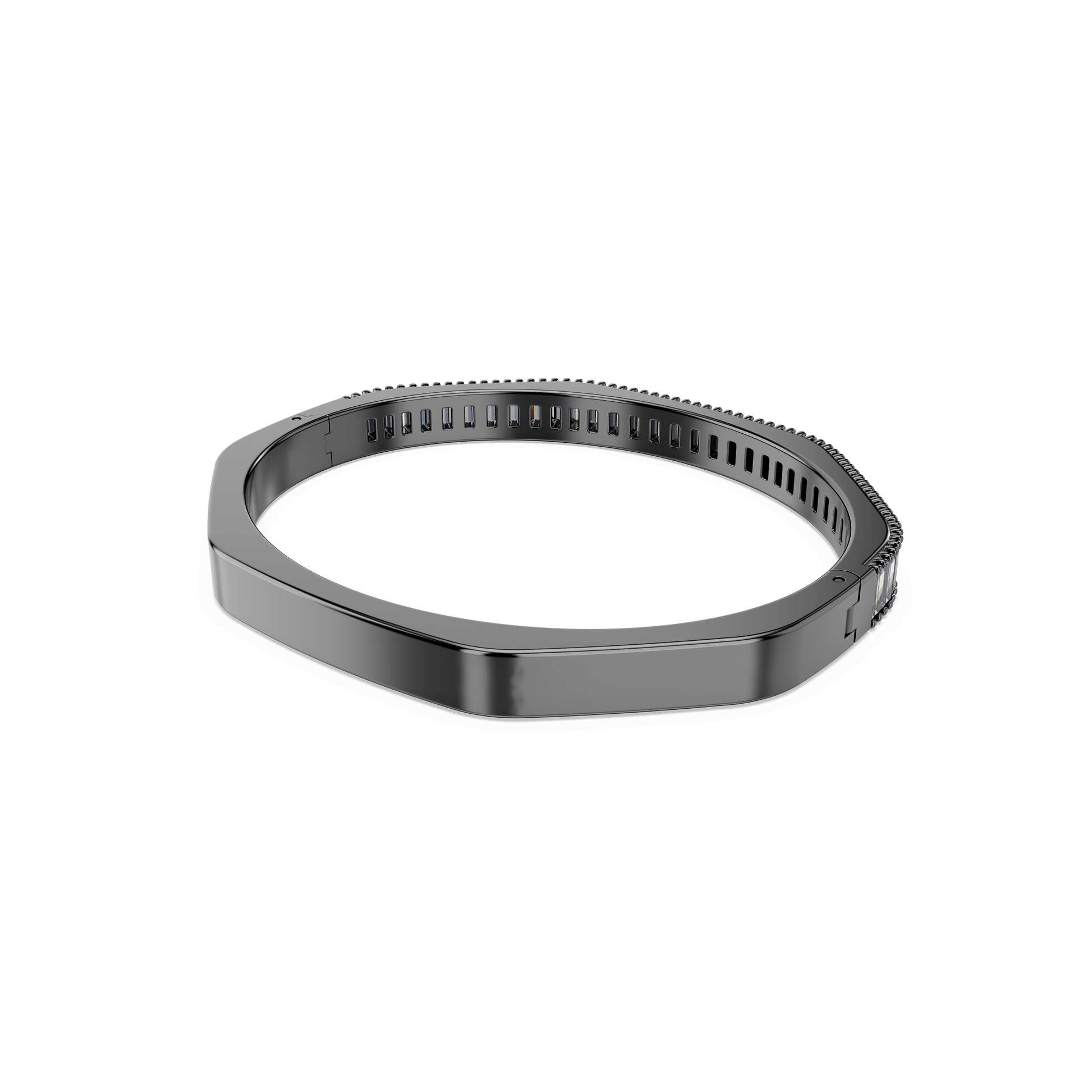 Matrix bangle, Baguette cut, Octagon shape, Gray, Ruthenium plated 5720366