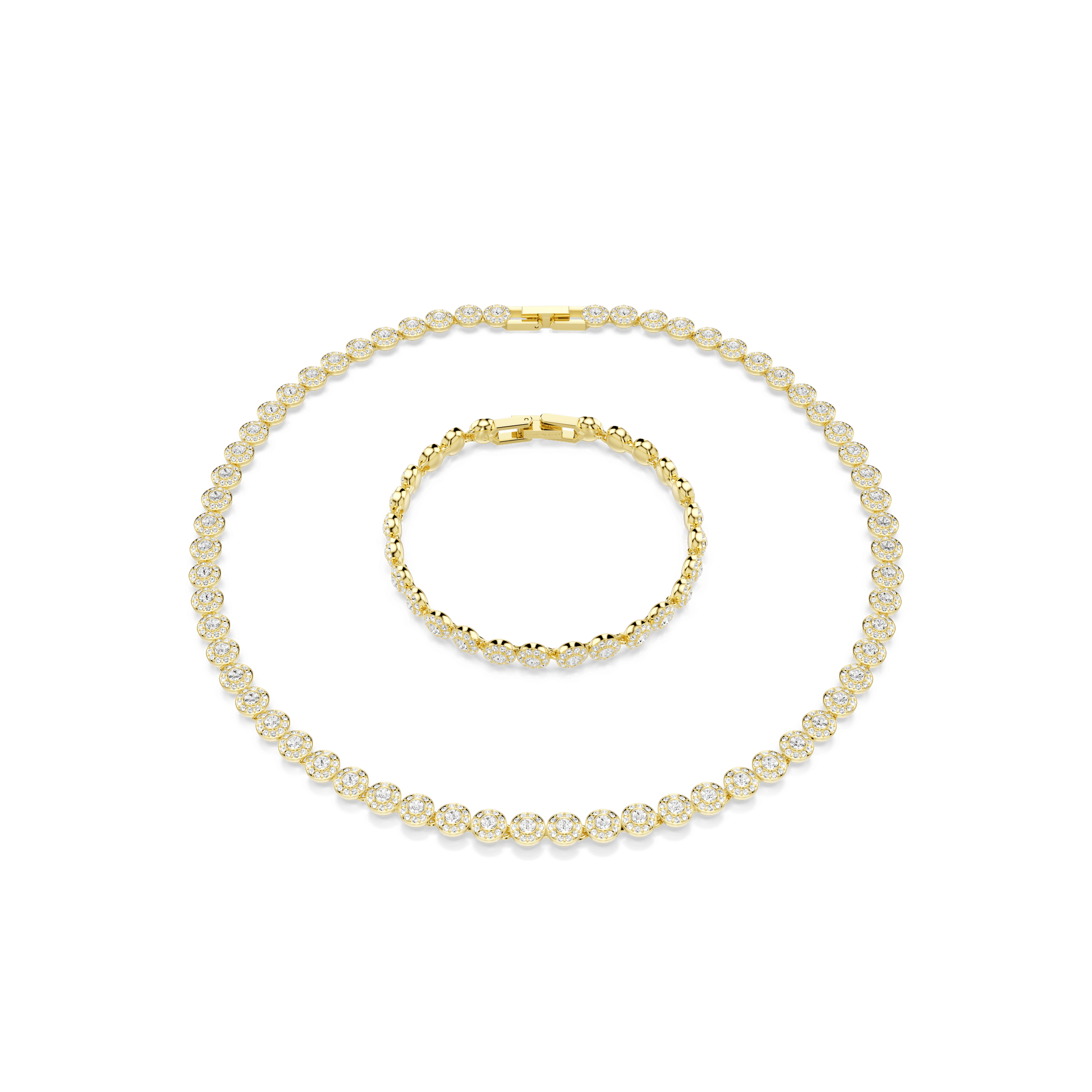 Una Angelic set, Round cut, White, Gold-tone plated 5720506