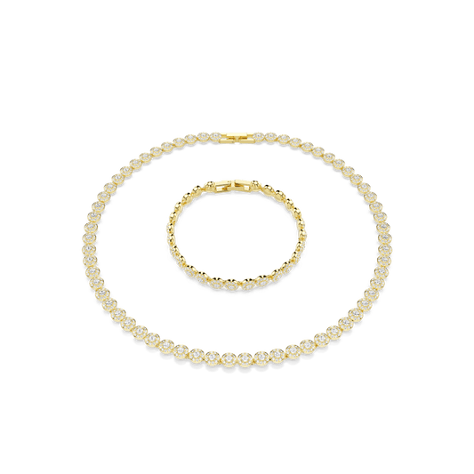 Una Angelic set, Round cut, White, Gold-tone plated 5720506