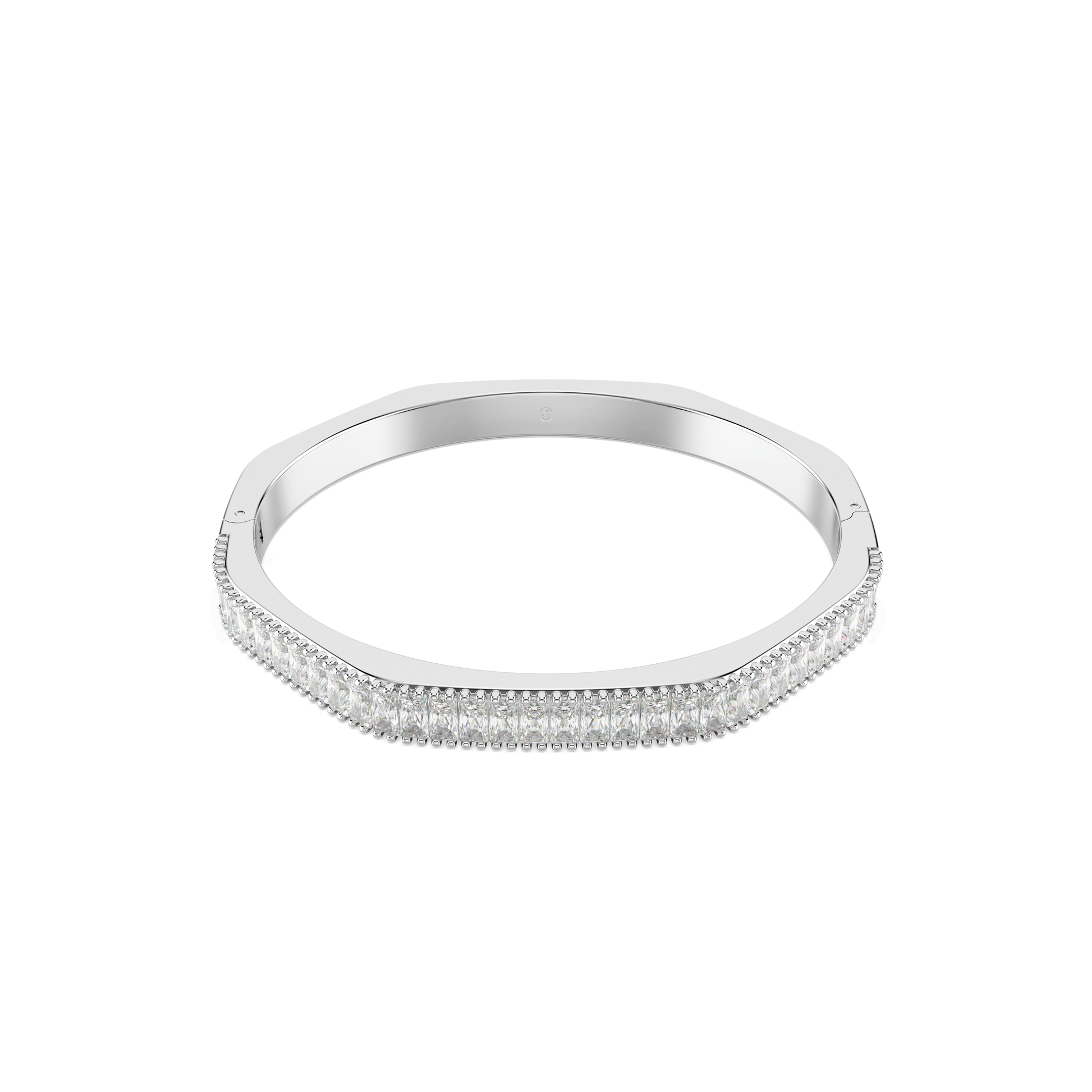 Matrix bangle, Baguette cut, Octagon shape, White, Rhodium plated 5720621