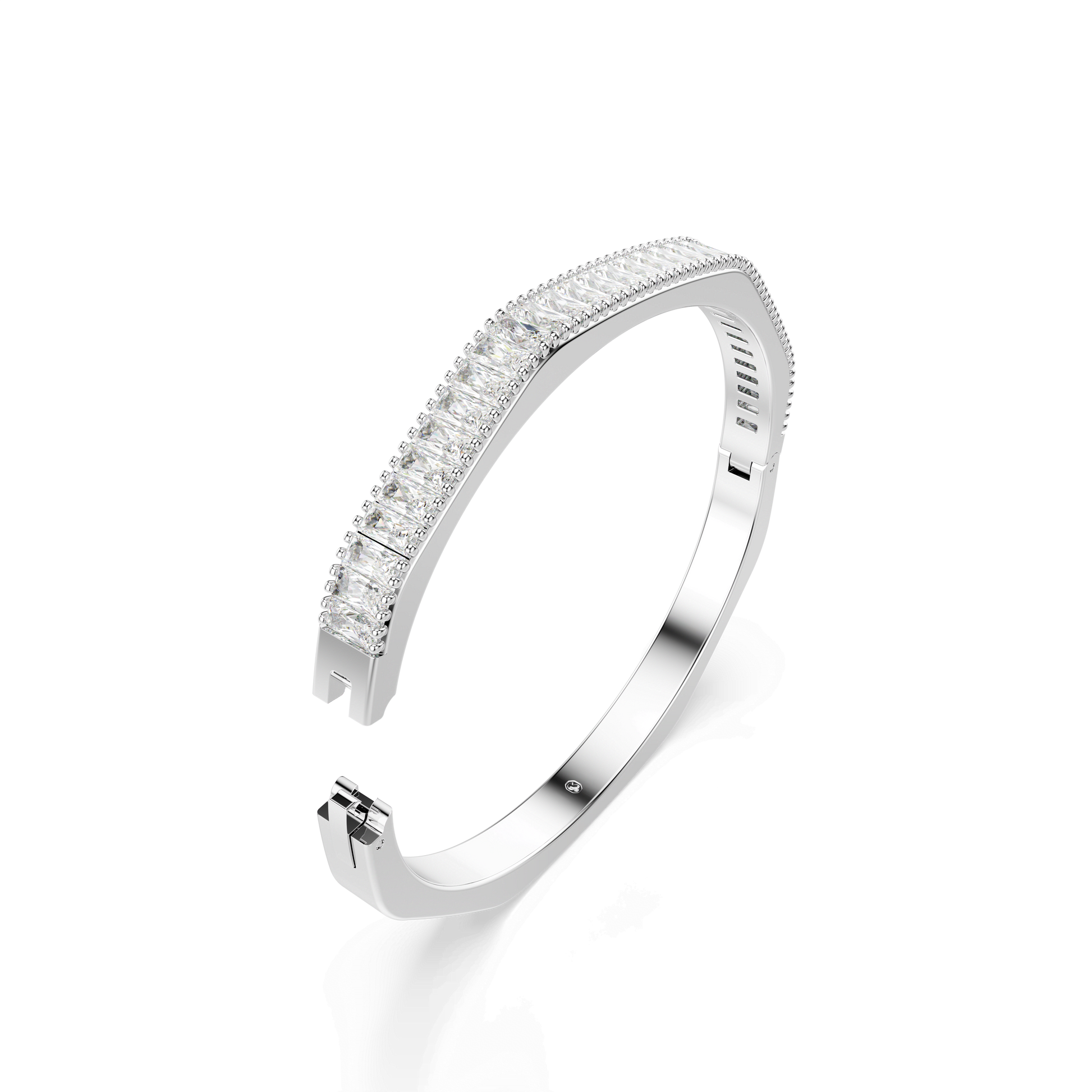 Matrix bangle, Baguette cut, Octagon shape, White, Rhodium plated 5720621