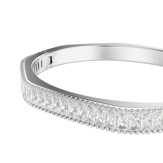 Matrix bangle, Baguette cut, Octagon shape, White, Rhodium plated 5720622