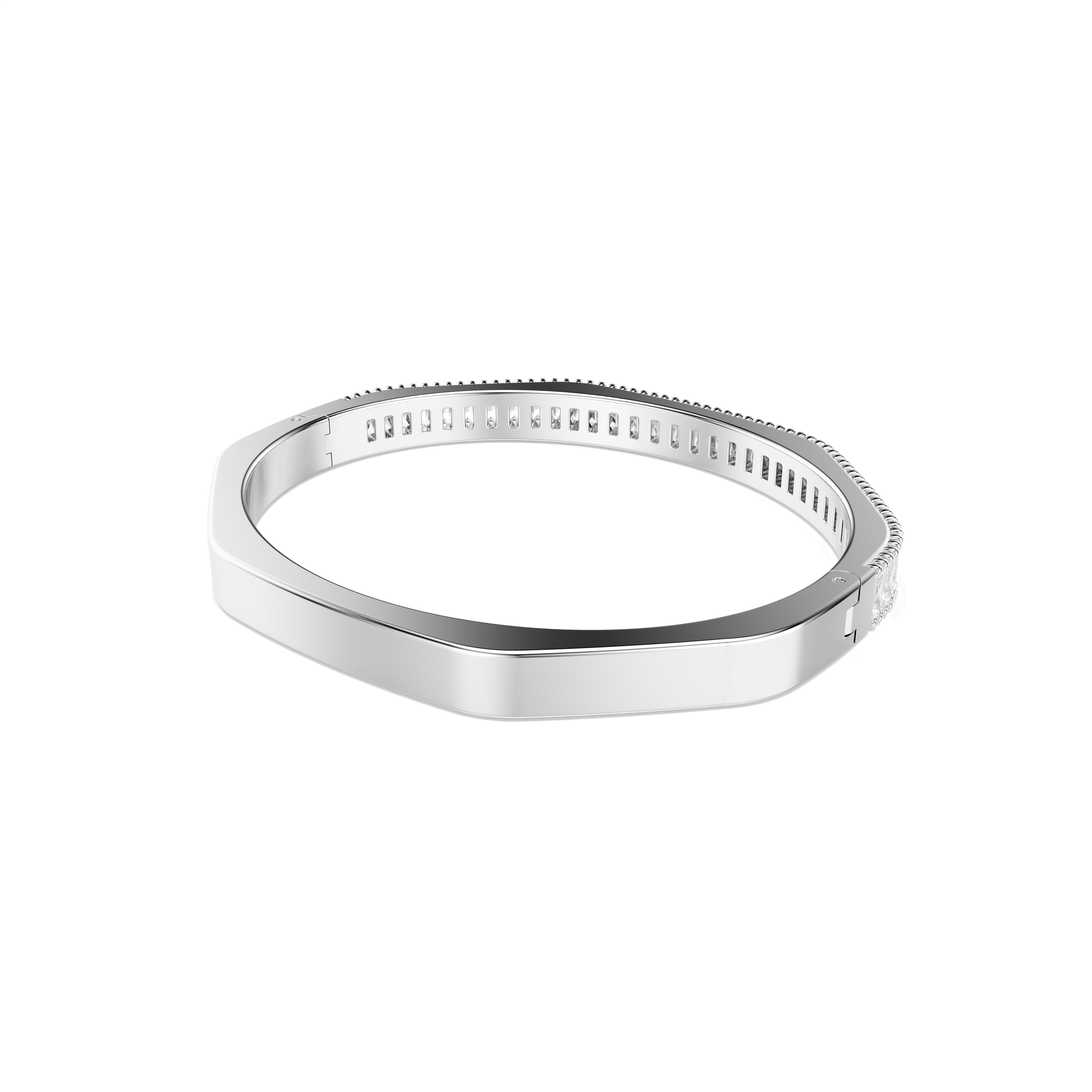 Matrix bangle, Baguette cut, Octagon shape, White, Rhodium plated 5720622