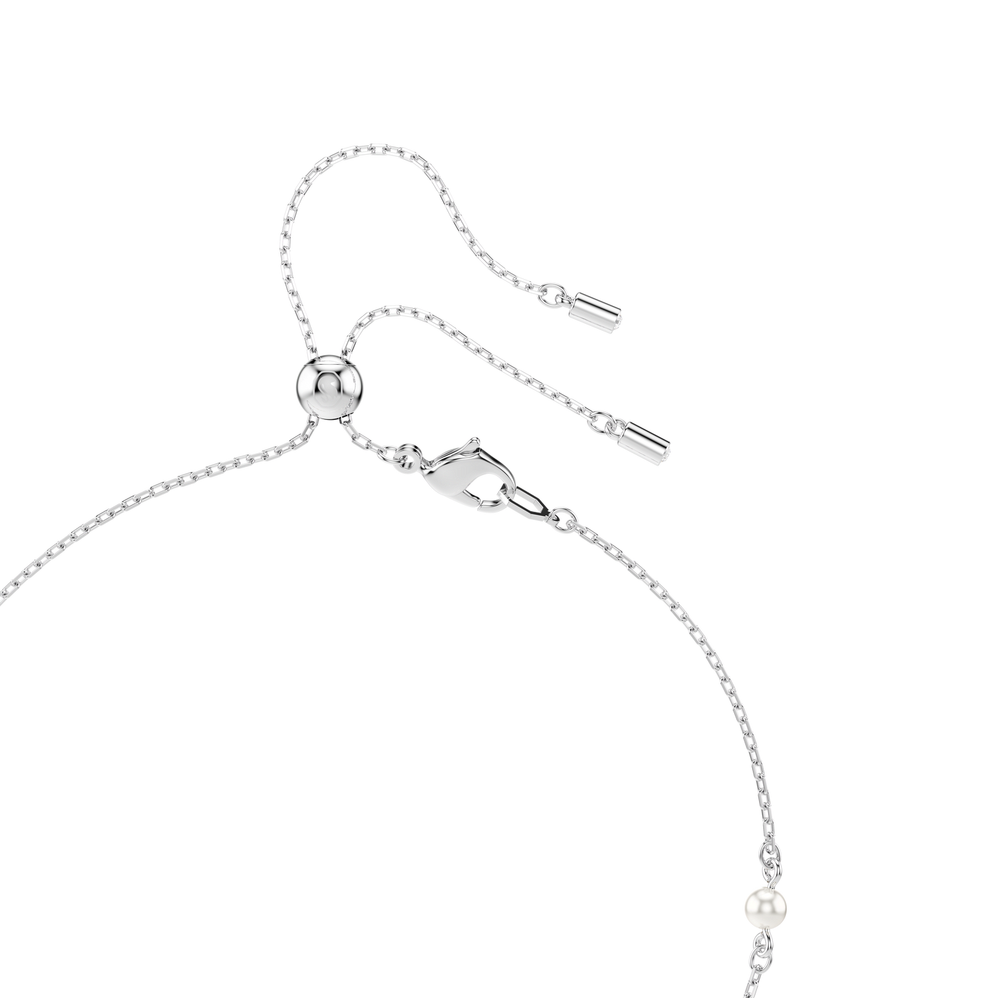 Ariana Grande x Swarovski Y necklace, Mixed cuts, Crystal pearl, Heart, White, Rhodium plated 5720855