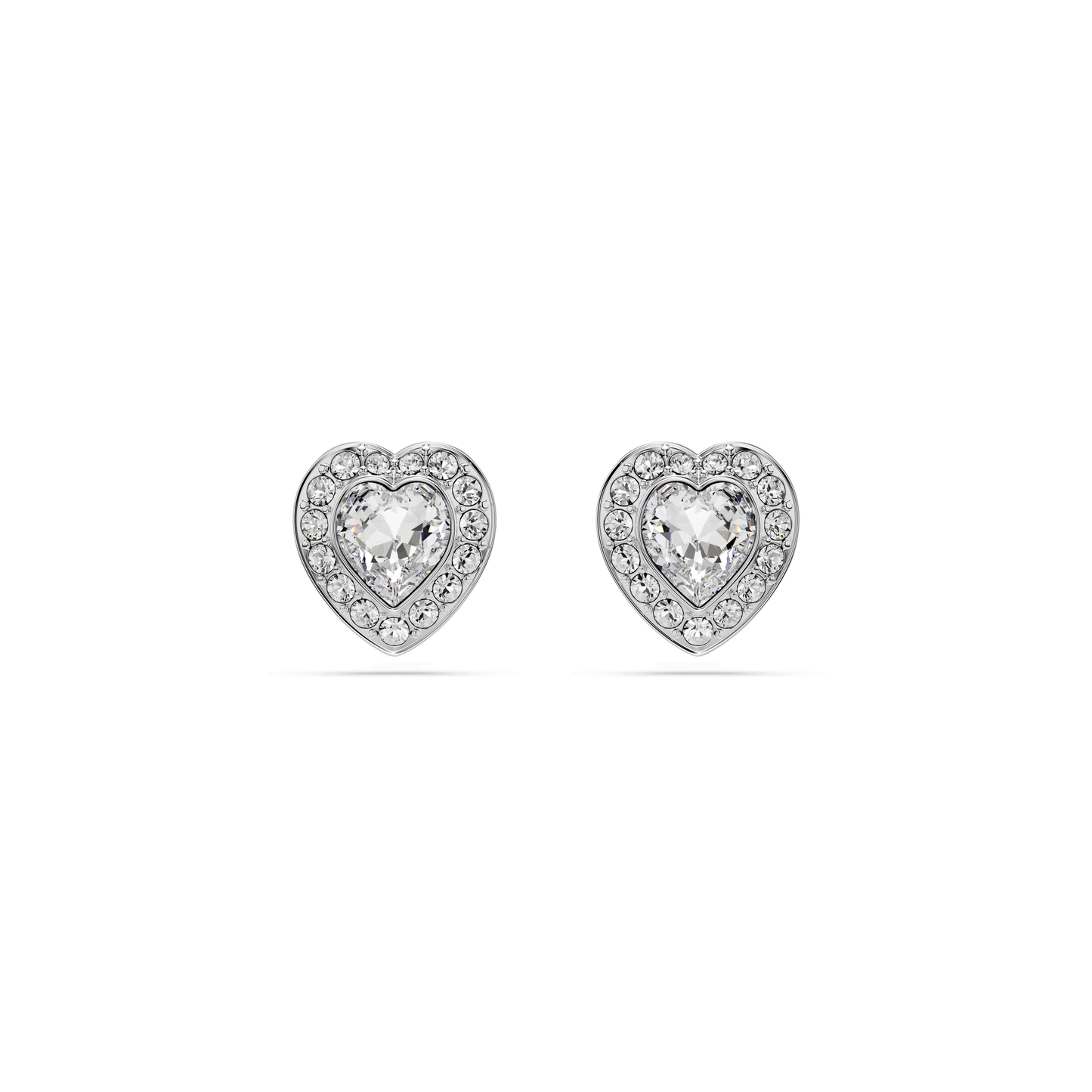 Ariana Grande x Swarovski stud earrings, Mixed cuts, Heart, White, Rhodium plated 5720859