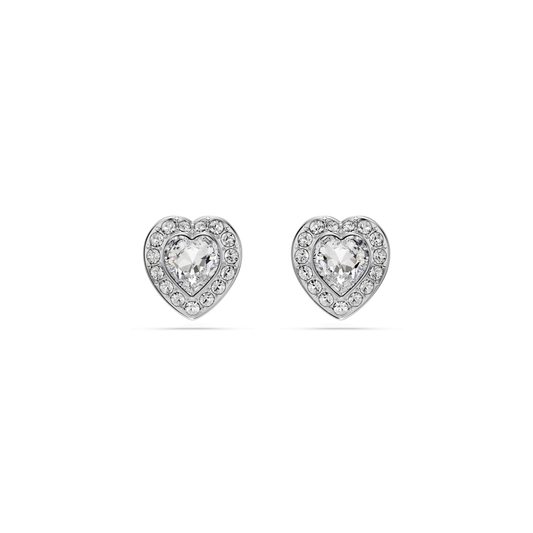 Ariana Grande x Swarovski stud earrings, Mixed cuts, Heart, White, Rhodium plated 5720859