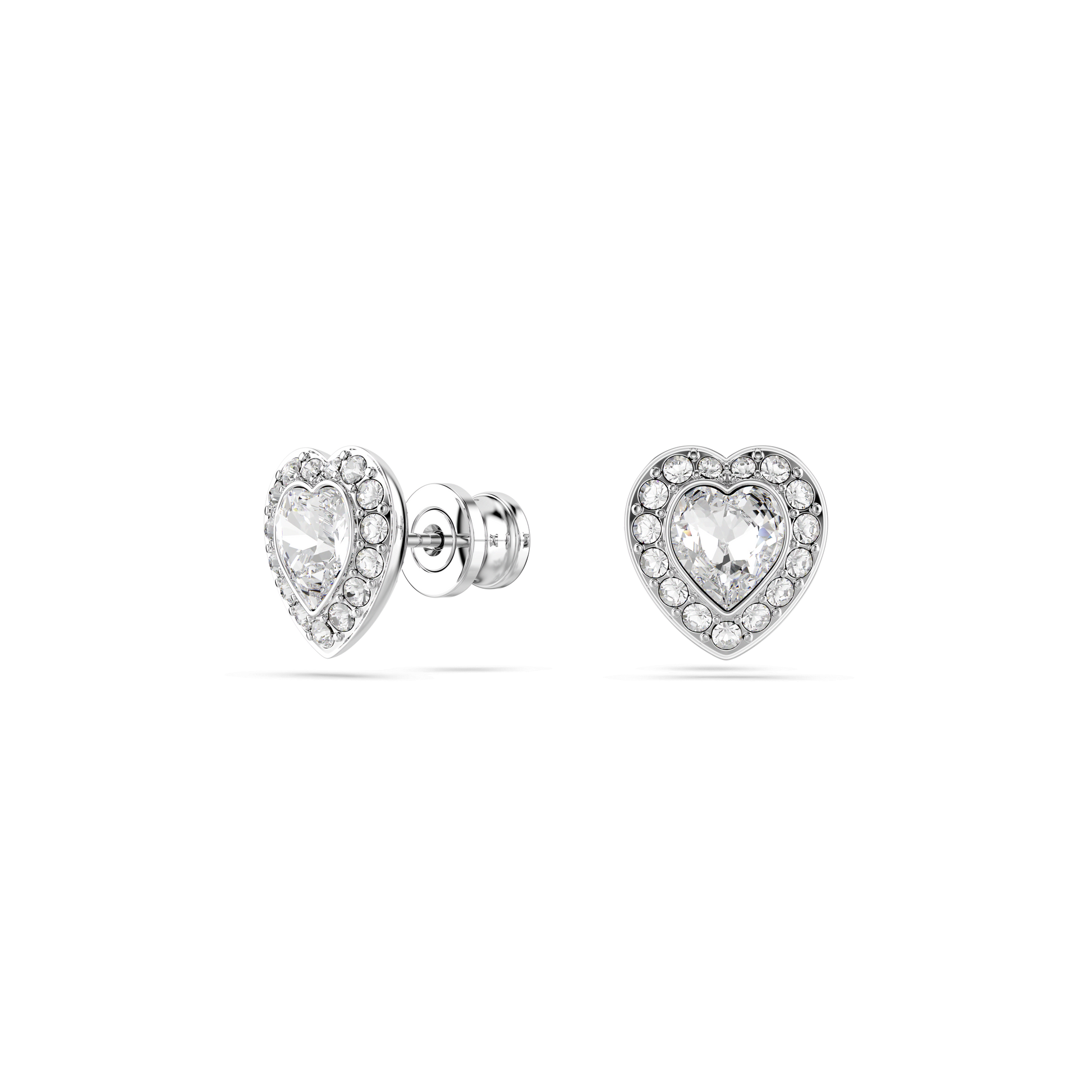 Ariana Grande x Swarovski stud earrings, Mixed cuts, Heart, White, Rhodium plated 5720859