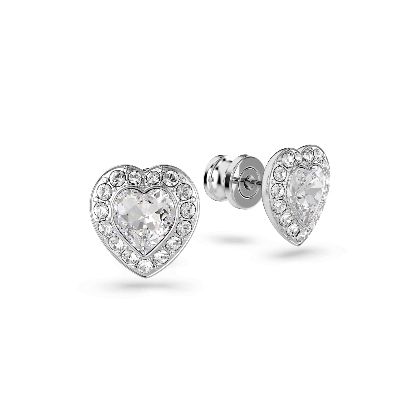 Ariana Grande x Swarovski stud earrings, Mixed cuts, Heart, White, Rhodium plated 5720859