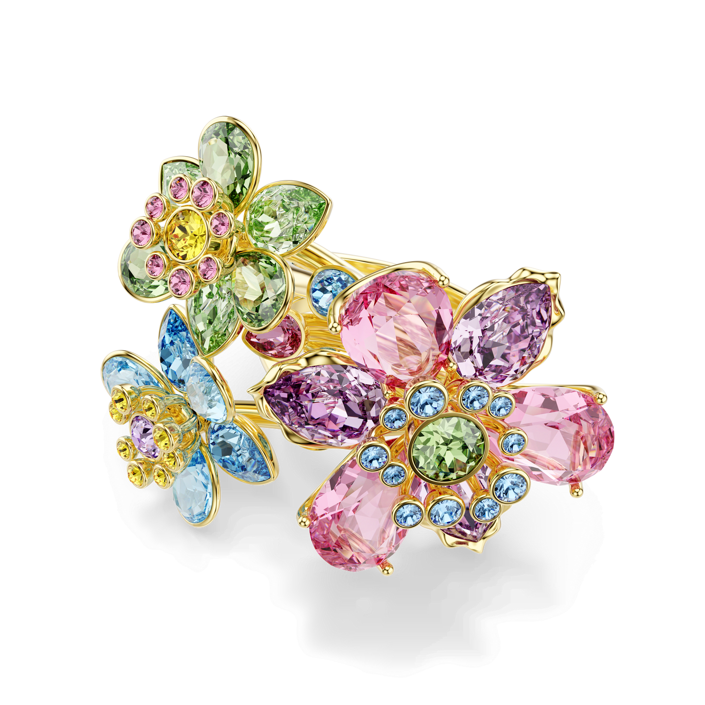Idyllia ring, Mixed cuts, Flower, Multicolored, Gold-tone plated 5721581