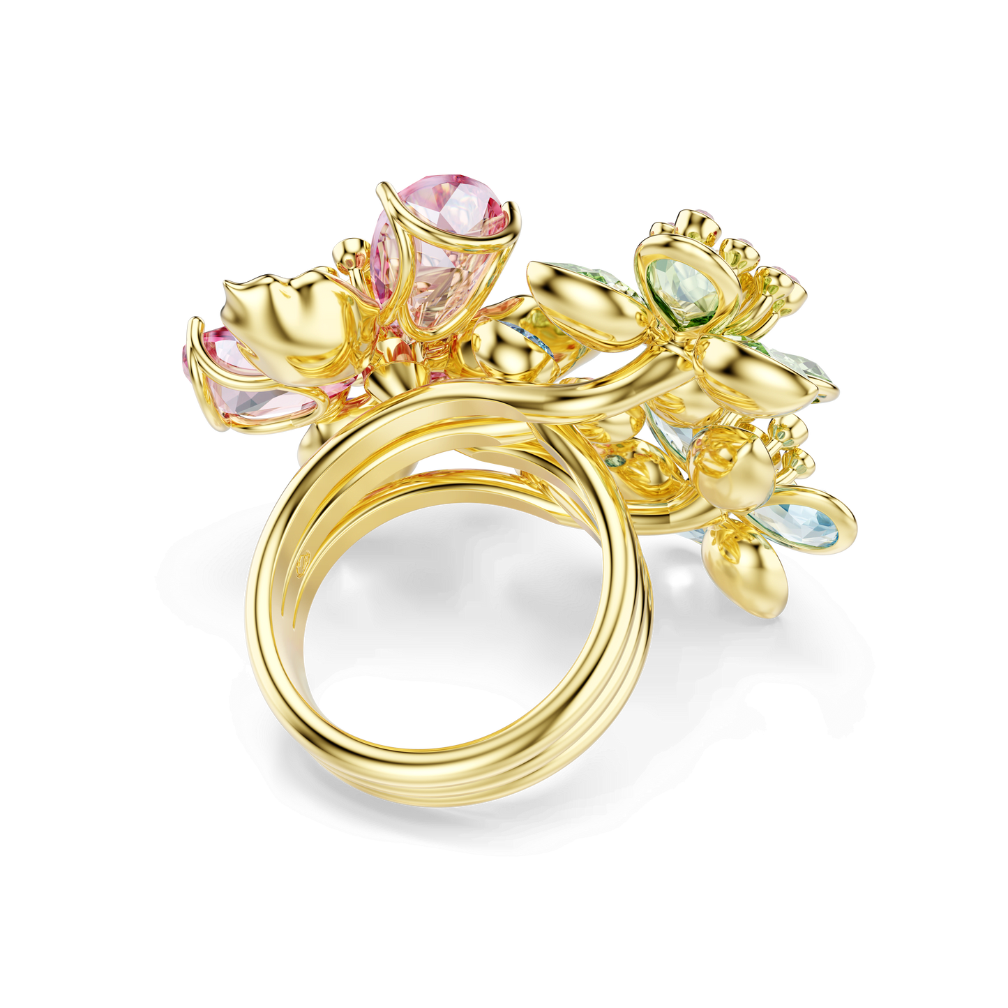 Idyllia ring, Mixed cuts, Flower, Multicolored, Gold-tone plated 5721581