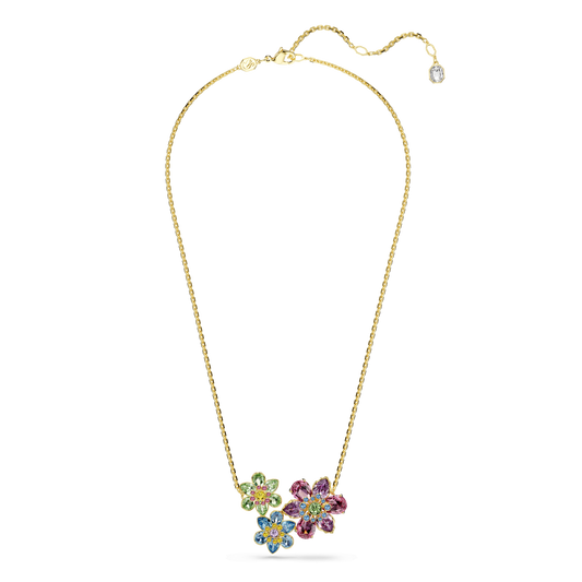 Idyllia pendant, Mixed cuts, Flower, Multicolored, Gold-tone plated 5721668