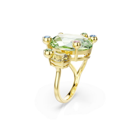 Gema open ring, Mixed cuts, Multicolored, Gold-tone plated
