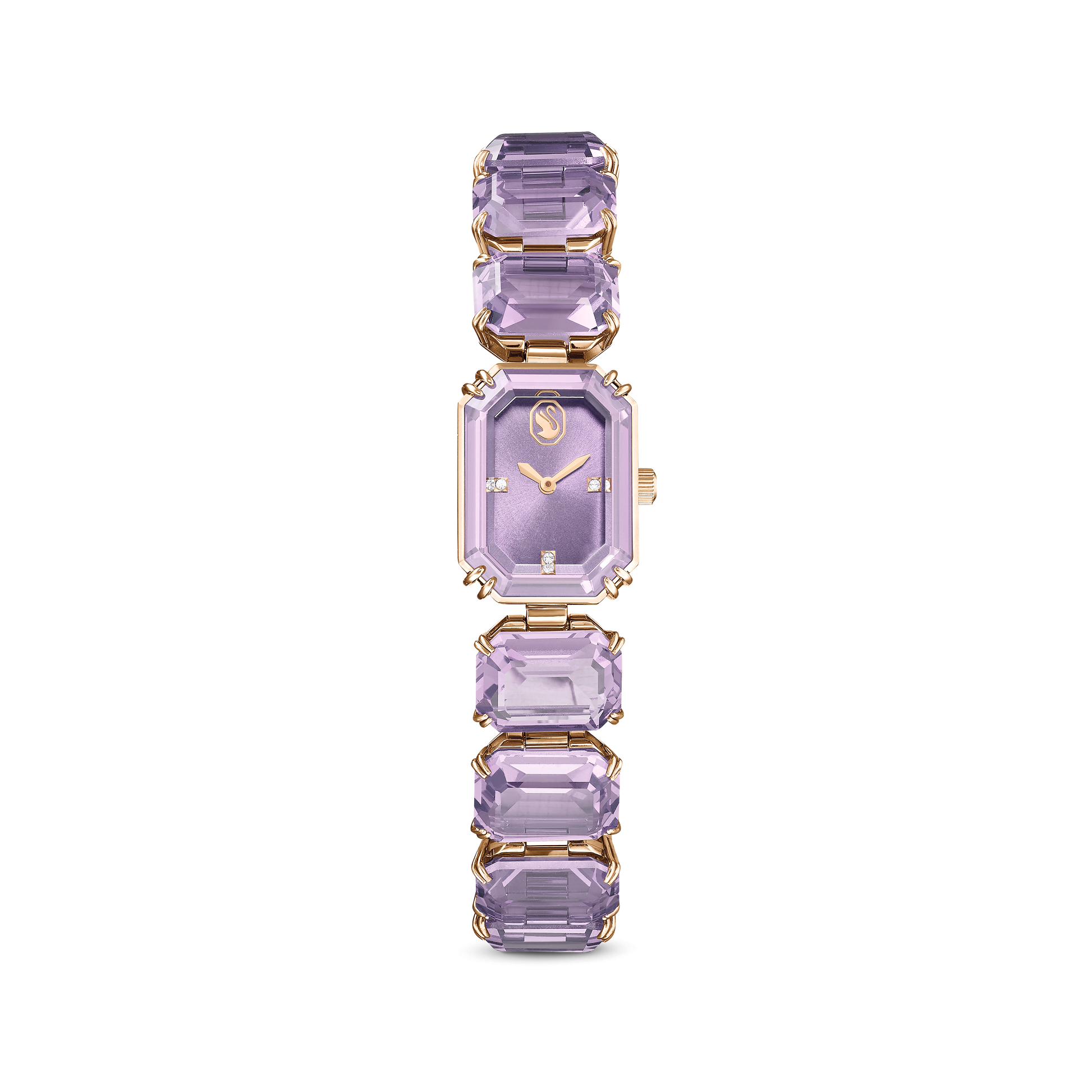 Watch, Octagon cut bracelet, Purple, Champagne gold-tone finish 5722364