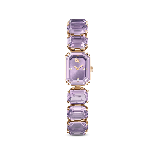 Watch, Octagon cut bracelet, Purple, Champagne gold-tone finish 5722364