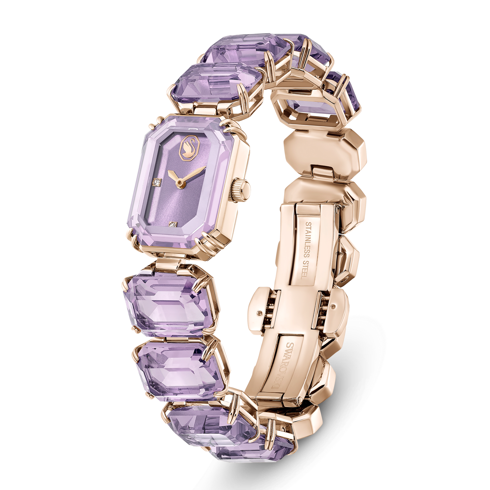 Watch, Octagon cut bracelet, Purple, Champagne gold-tone finish 5722364