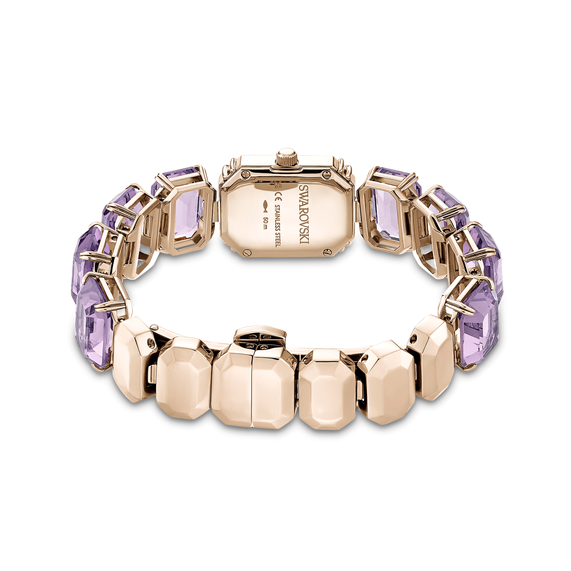 Watch, Octagon cut bracelet, Purple, Champagne gold-tone finish 5722364