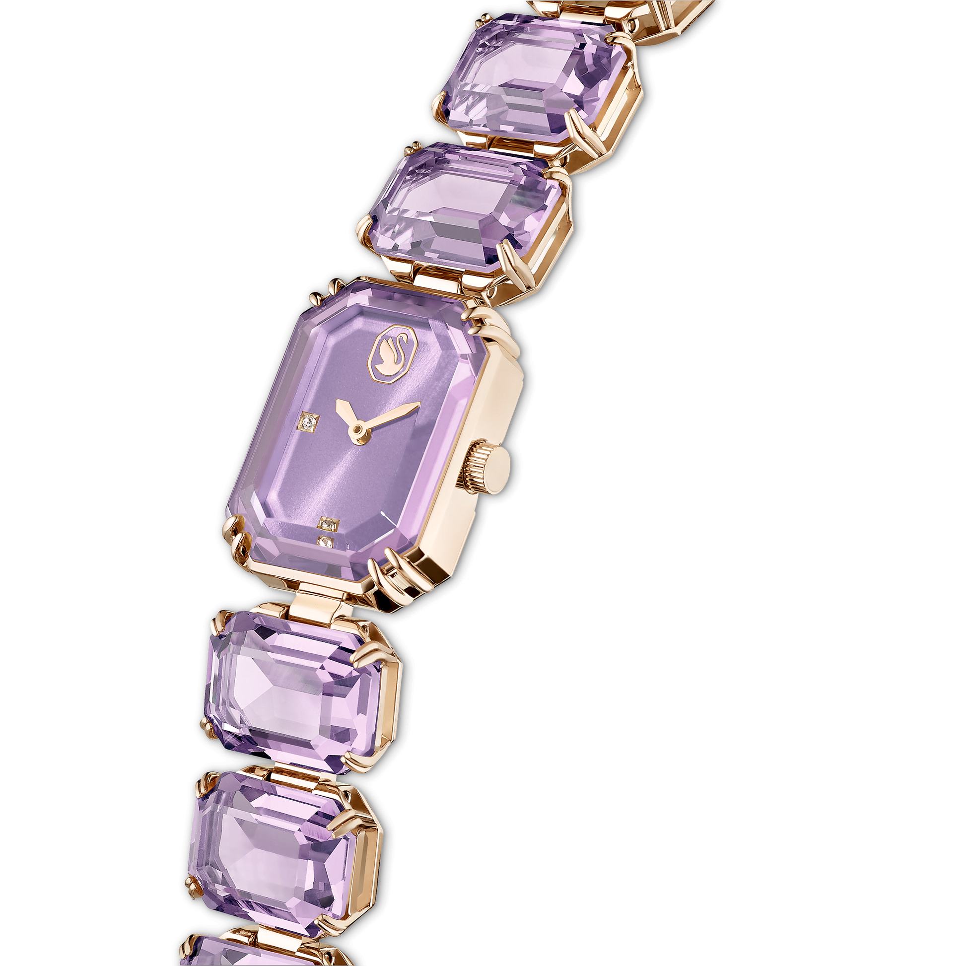 Watch, Octagon cut bracelet, Purple, Champagne gold-tone finish 5722364