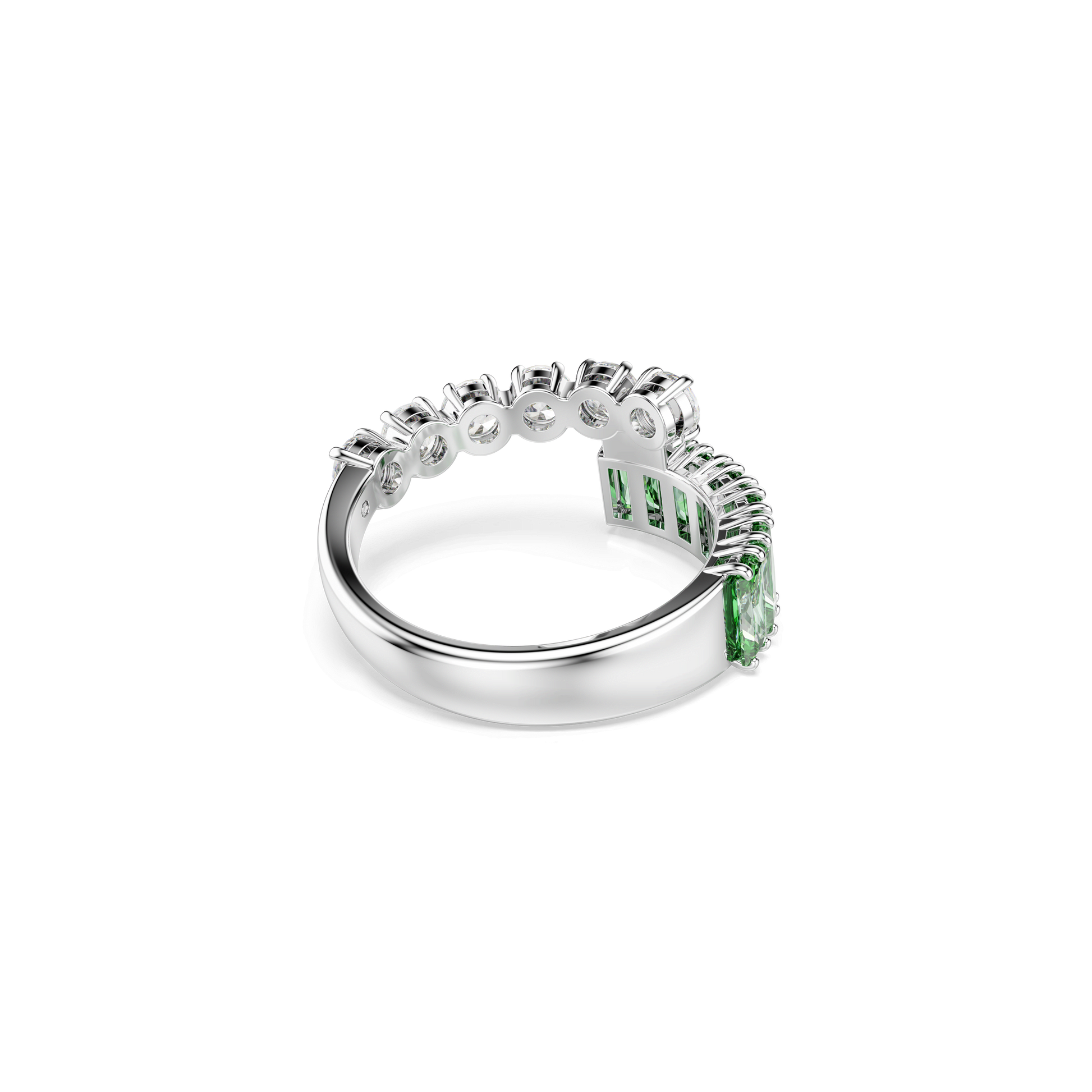Matrix ring, Mixed cuts, Green, Rhodium plated 5722456