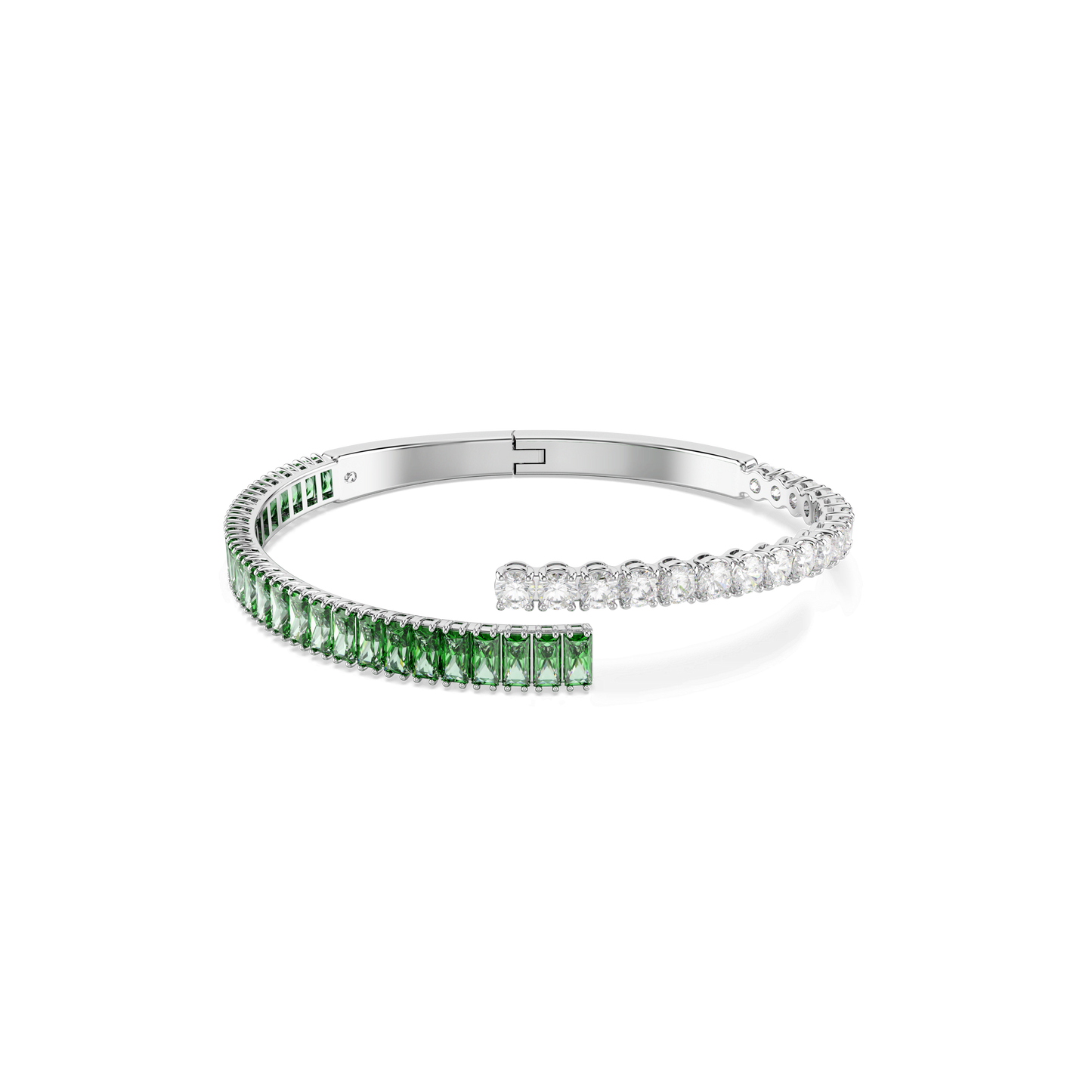Matrix bangle, Mixed cuts, Green, Rhodium plated 5722460