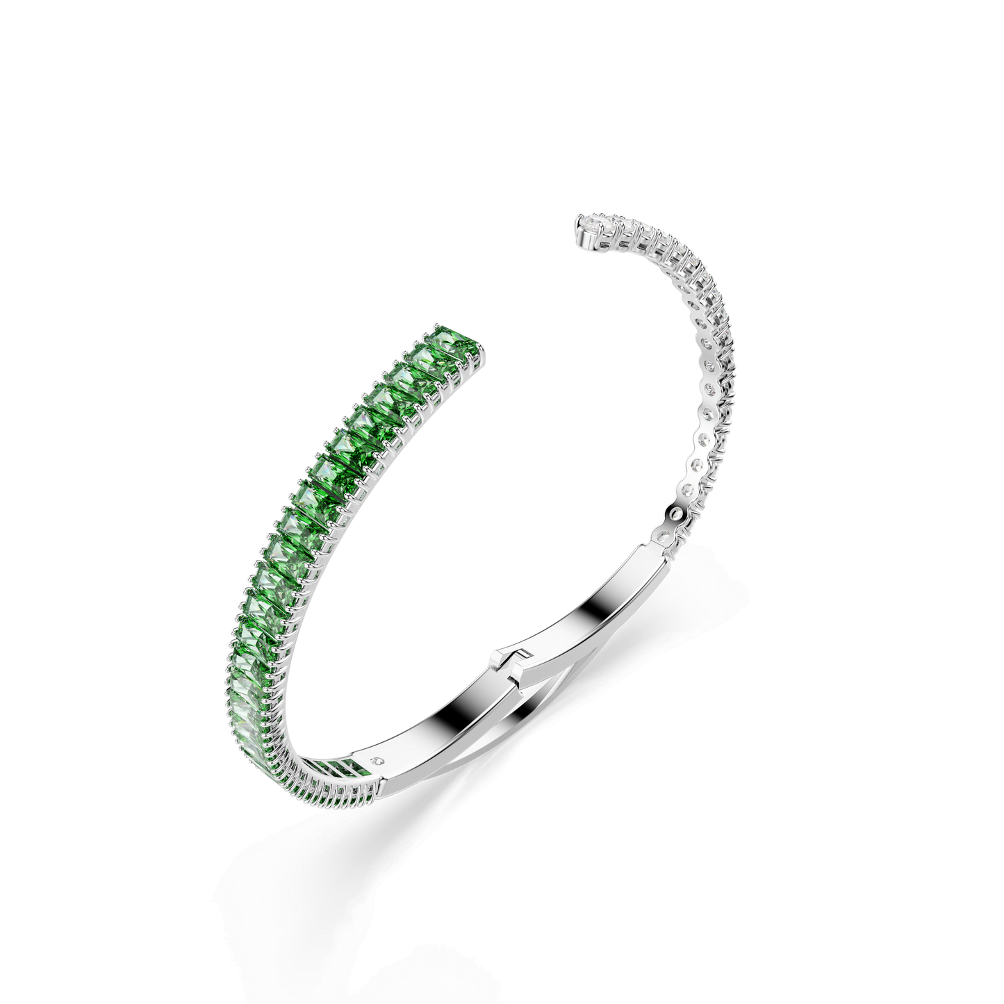 Matrix bangle, Mixed cuts, Green, Rhodium plated 5722460