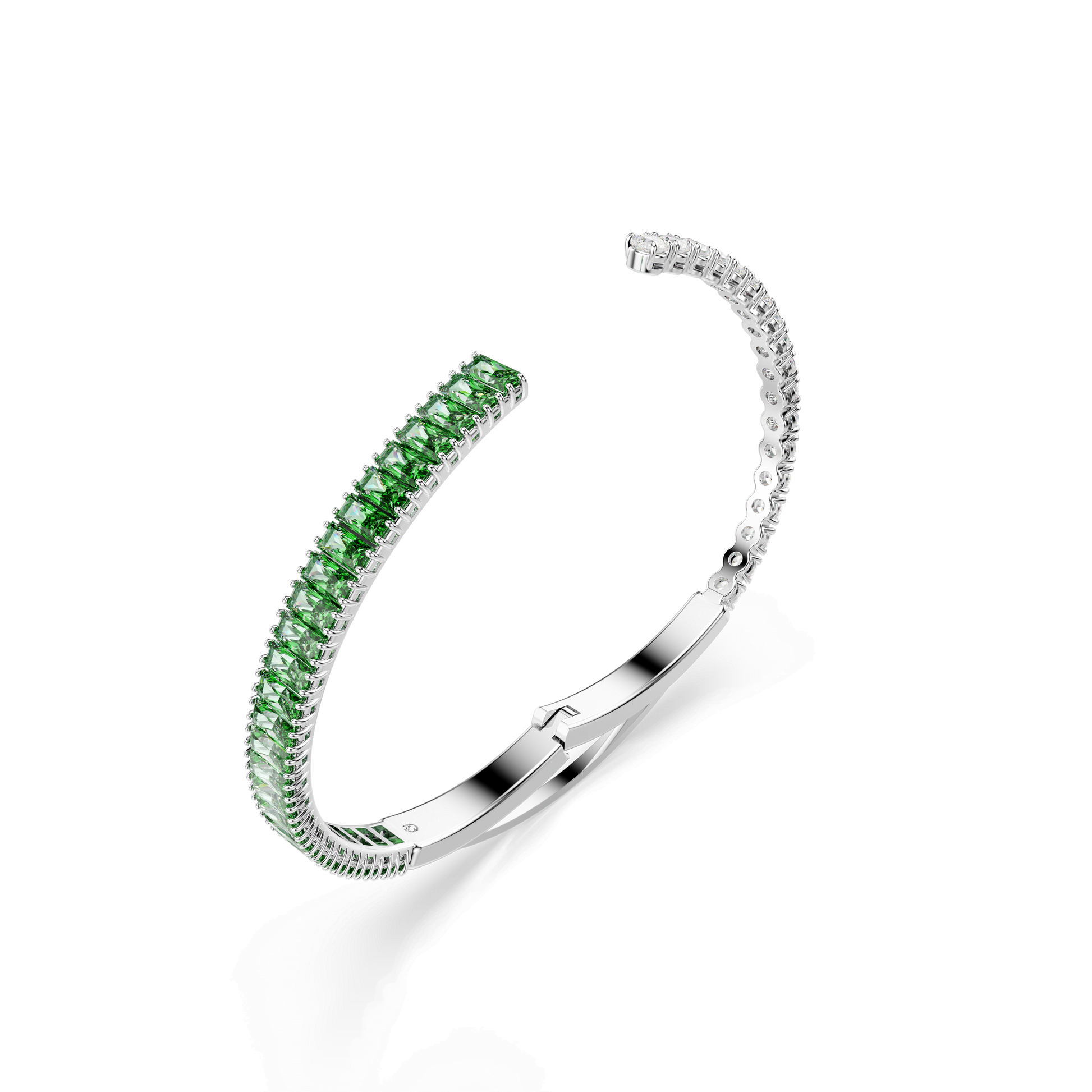 Matrix bangle, Mixed cuts, Green, Rhodium plated 5722460