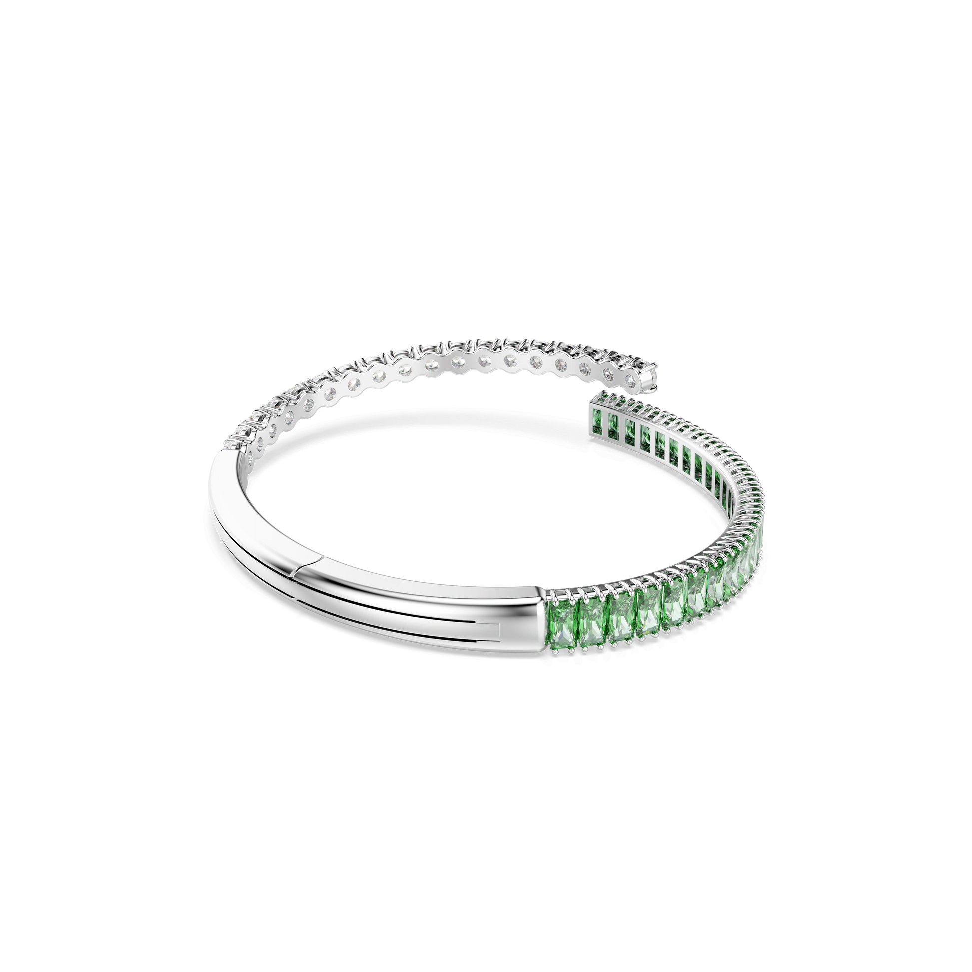 Matrix bangle, Mixed cuts, Green, Rhodium plated 5722460