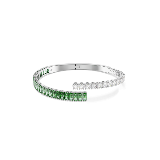 Matrix bangle, Mixed cuts, Green, Rhodium plated 5722462