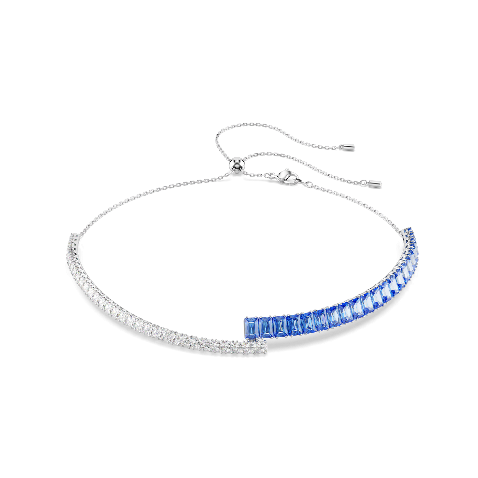 Matrix choker, Mixed cuts, Blue, Rhodium plated 5722464