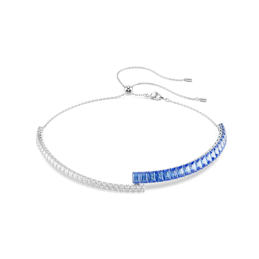 Matrix choker, Mixed cuts, Blue, Rhodium plated 5722464