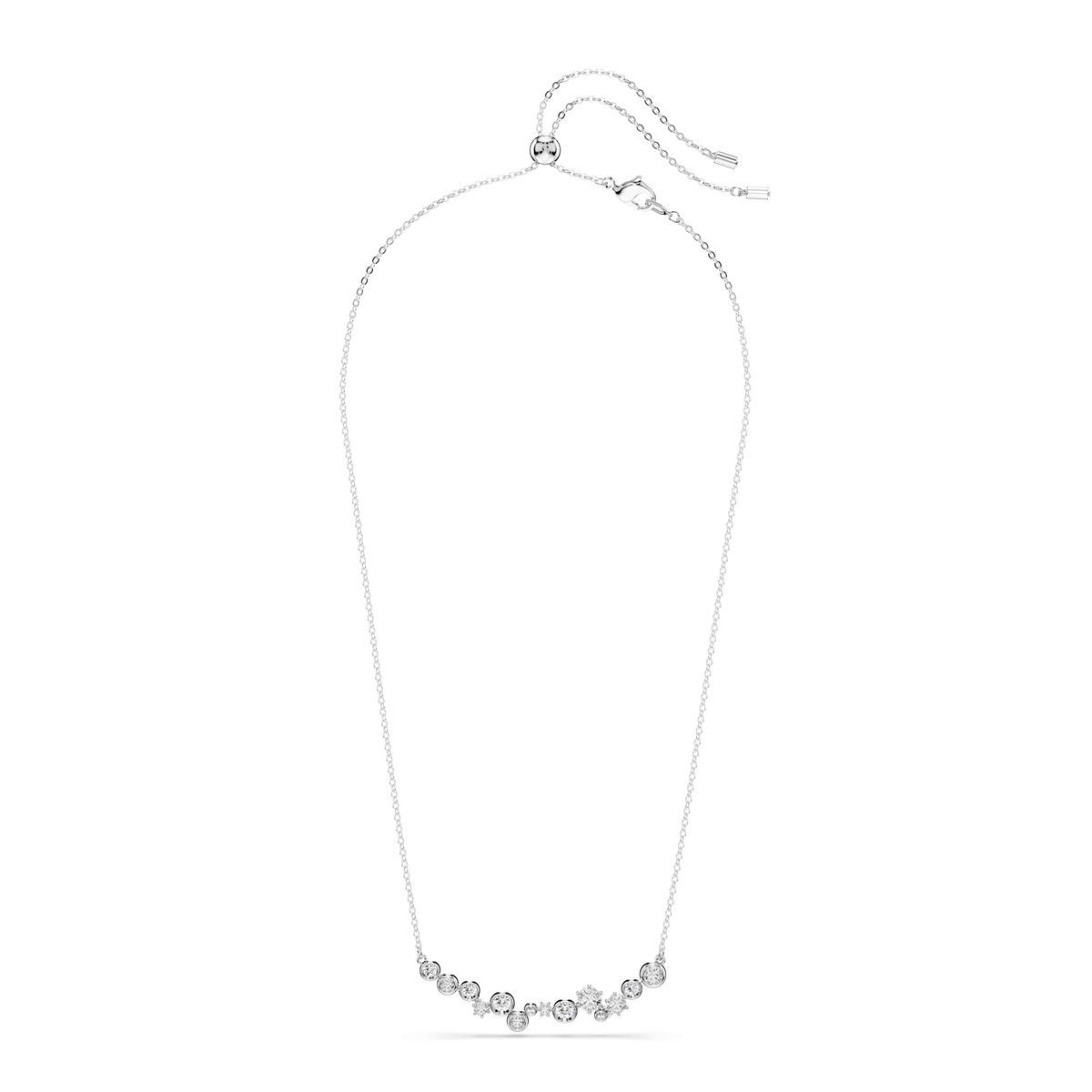 Constella necklace, Mixed cuts, White, Rhodium plated