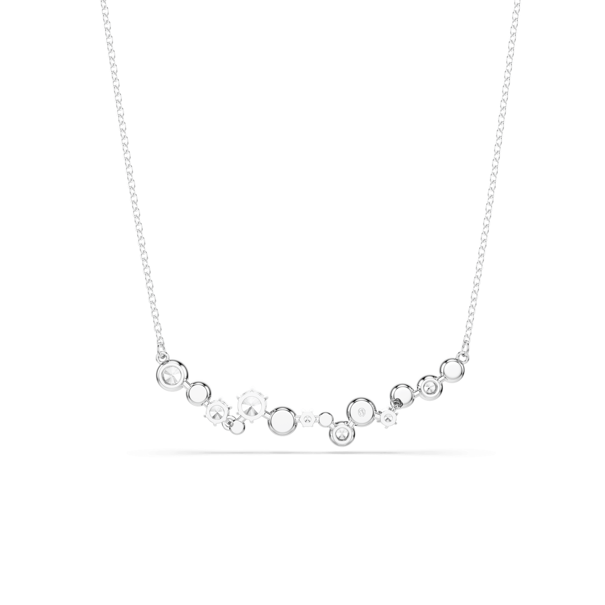 Constella necklace, Mixed cuts, White, Rhodium plated
