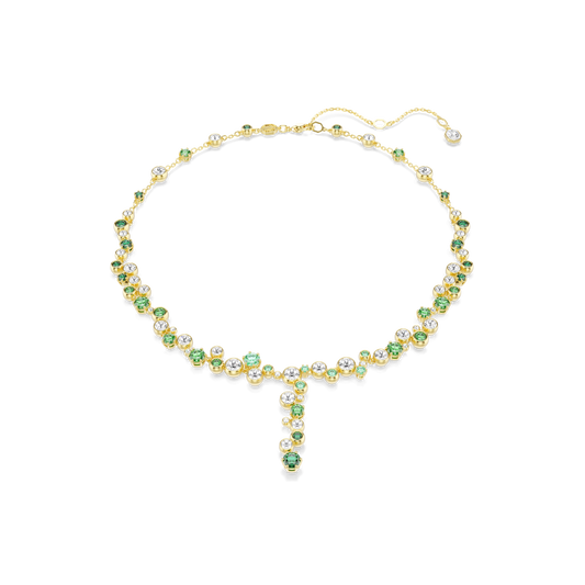 Constella Y necklace, Mixed cuts, Green, Gold-tone plated 5722474