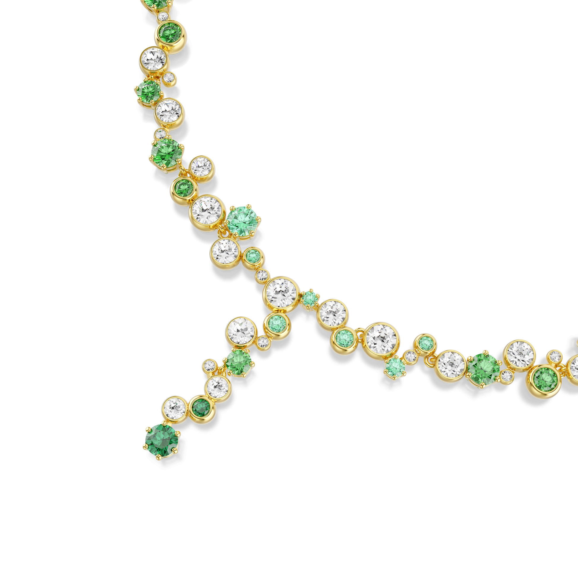 Constella Y necklace, Mixed cuts, Green, Gold-tone plated 5722474