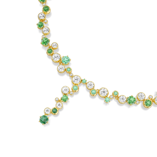 Constella Y necklace, Mixed cuts, Green, Gold-tone plated 5722474