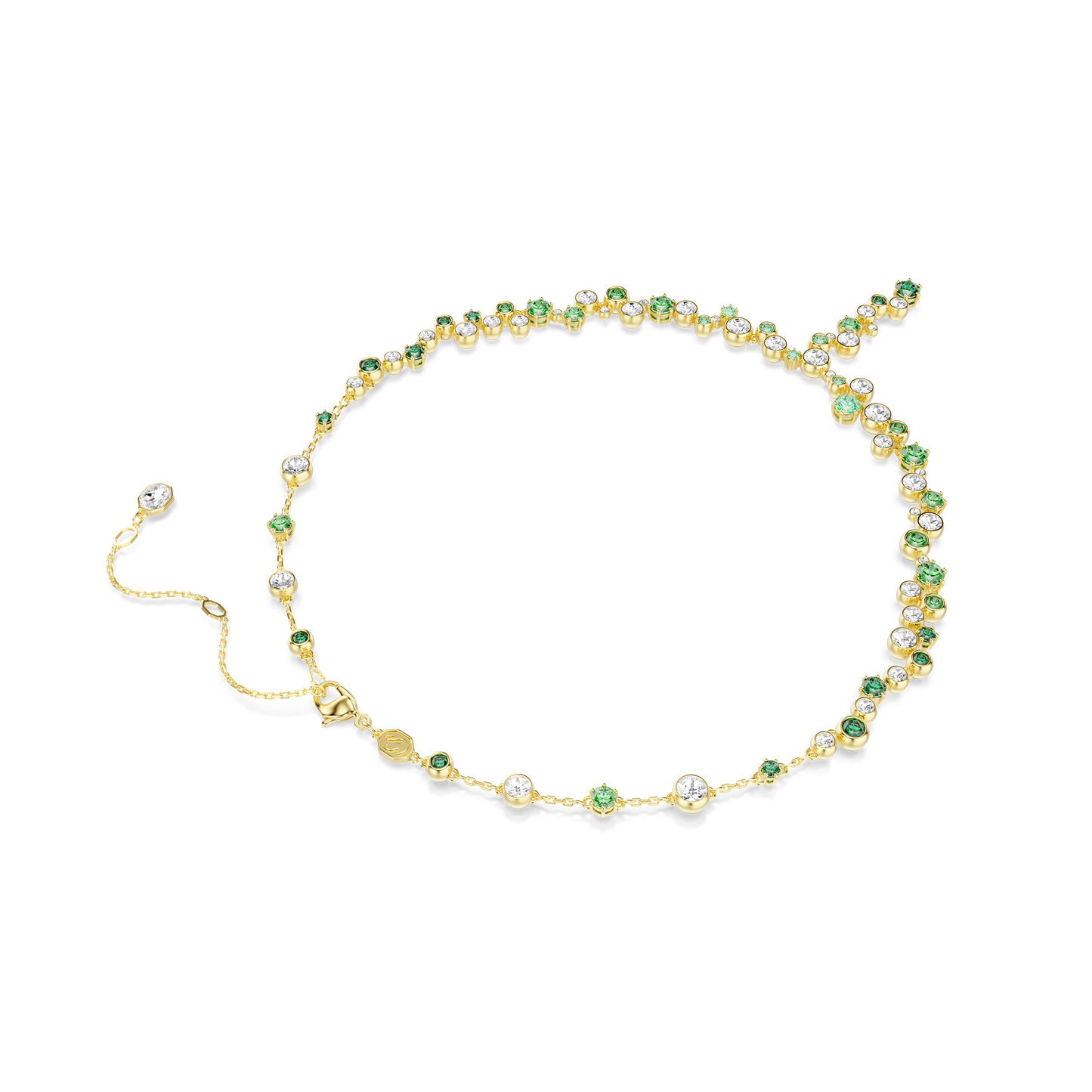 Constella Y necklace, Mixed cuts, Green, Gold-tone plated 5722474