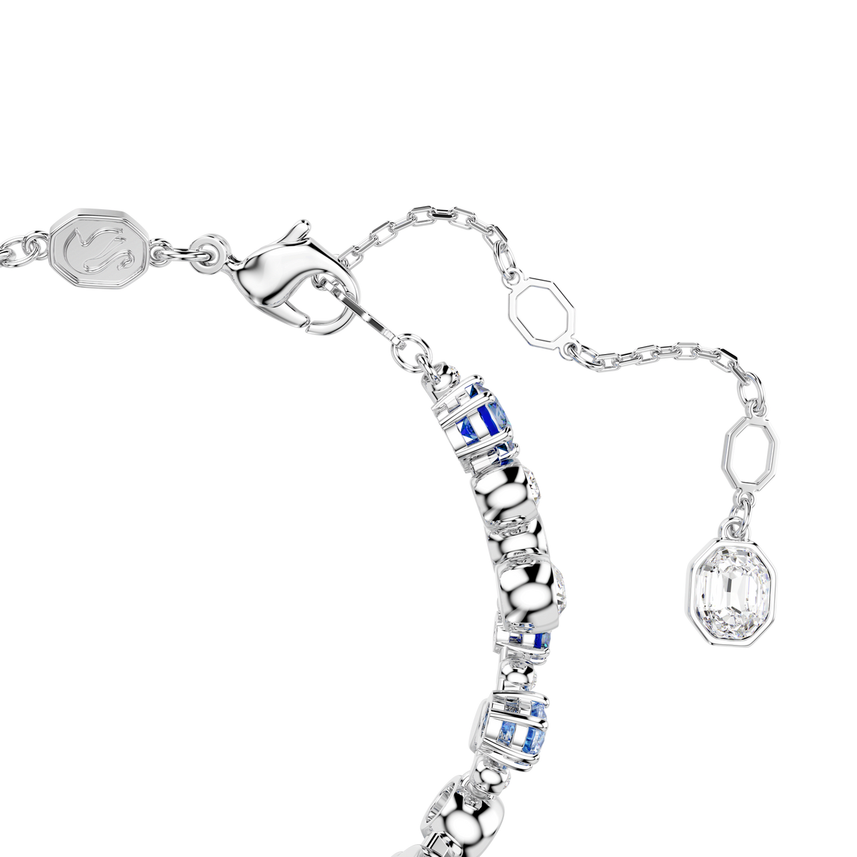 Constella bracelet, Mixed cuts, Blue, Rhodium plated