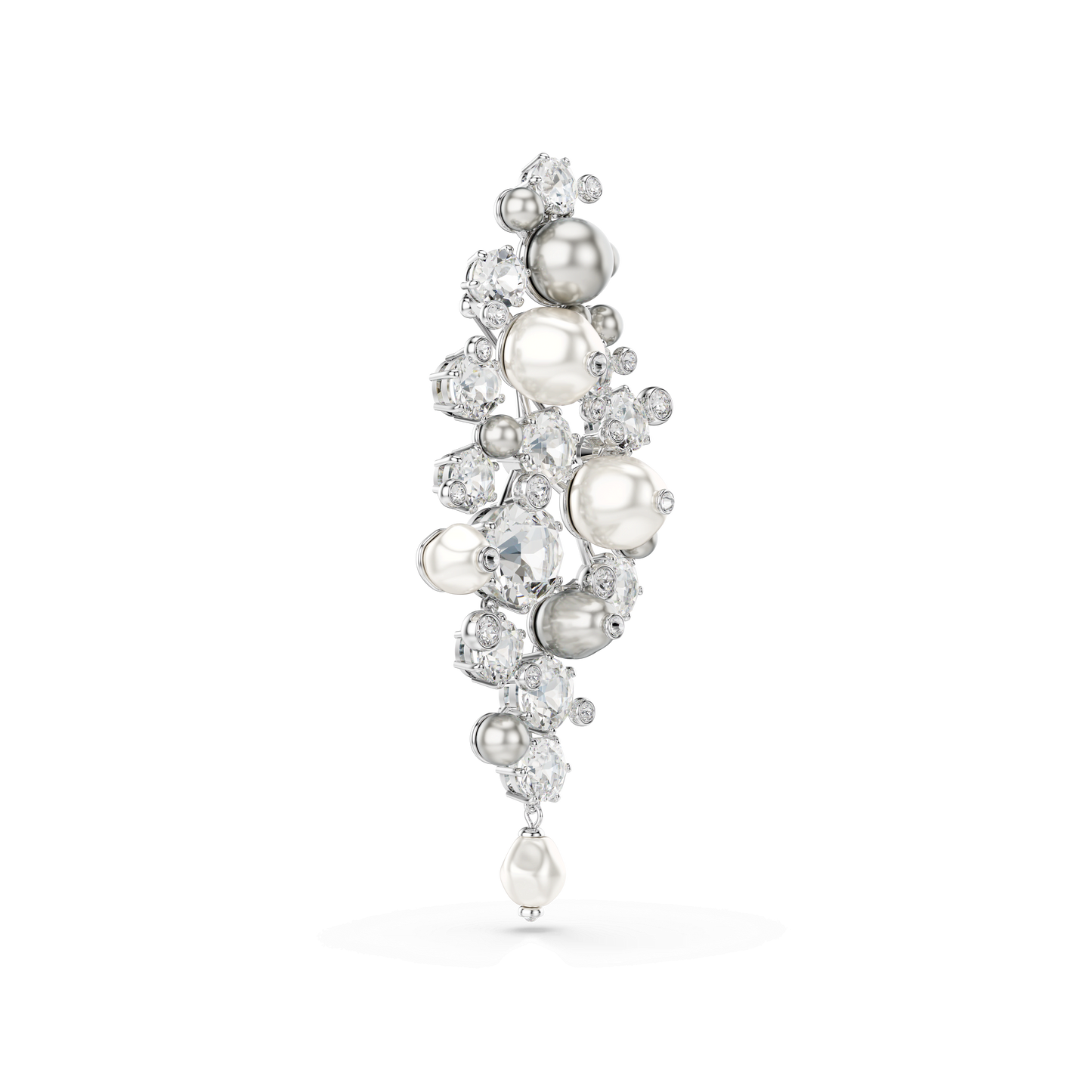 Constella brooch, Crystal pearl, Round cut, White, Rhodium plated 5722516